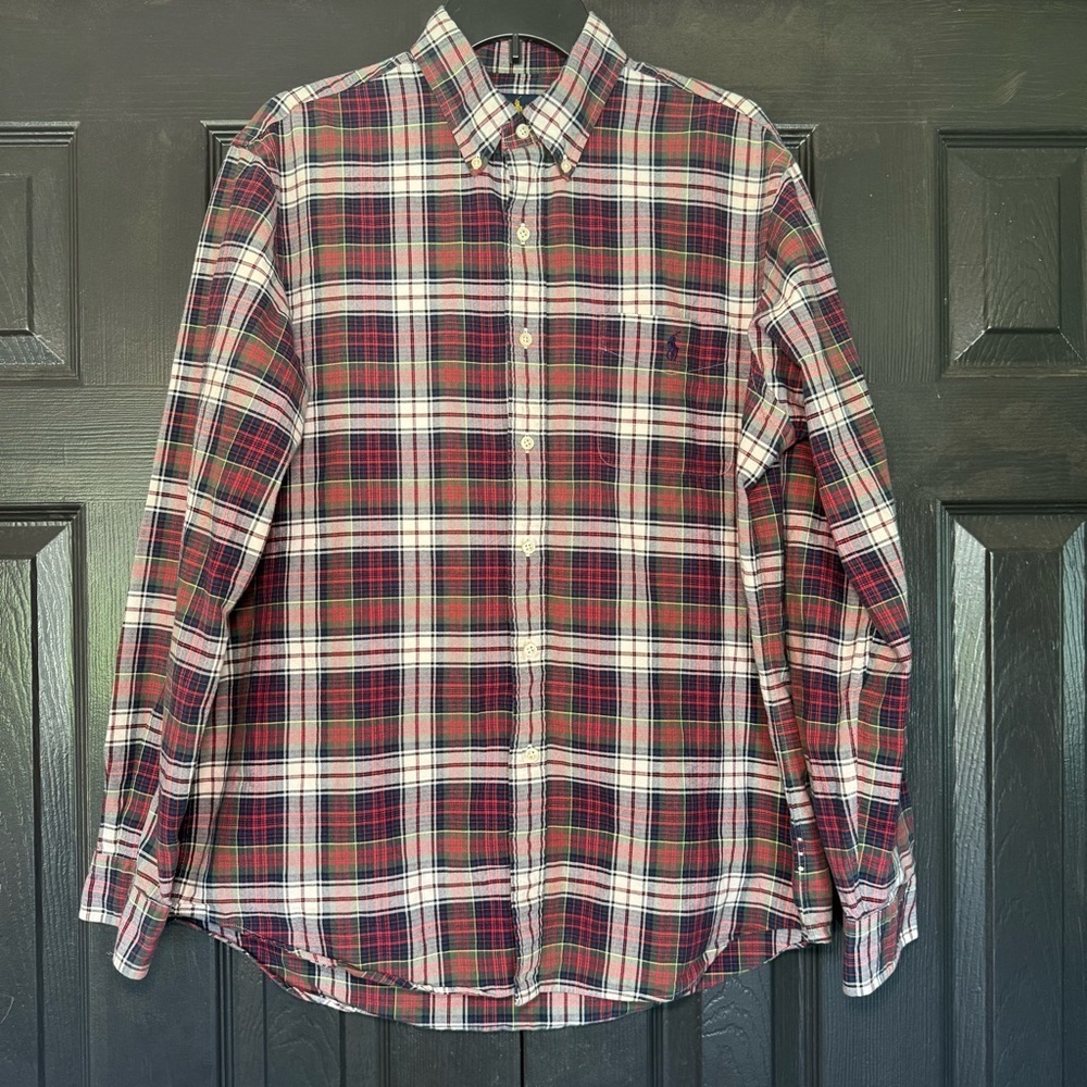 Polo Ralph Lauren Red and Green Casual Button Down Shirt Size Large holiday